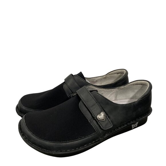 Alegria By PG Lite Black Leather & Fabric Slip-On Shoes With Heart Accent 42 - Picture 1 of 11